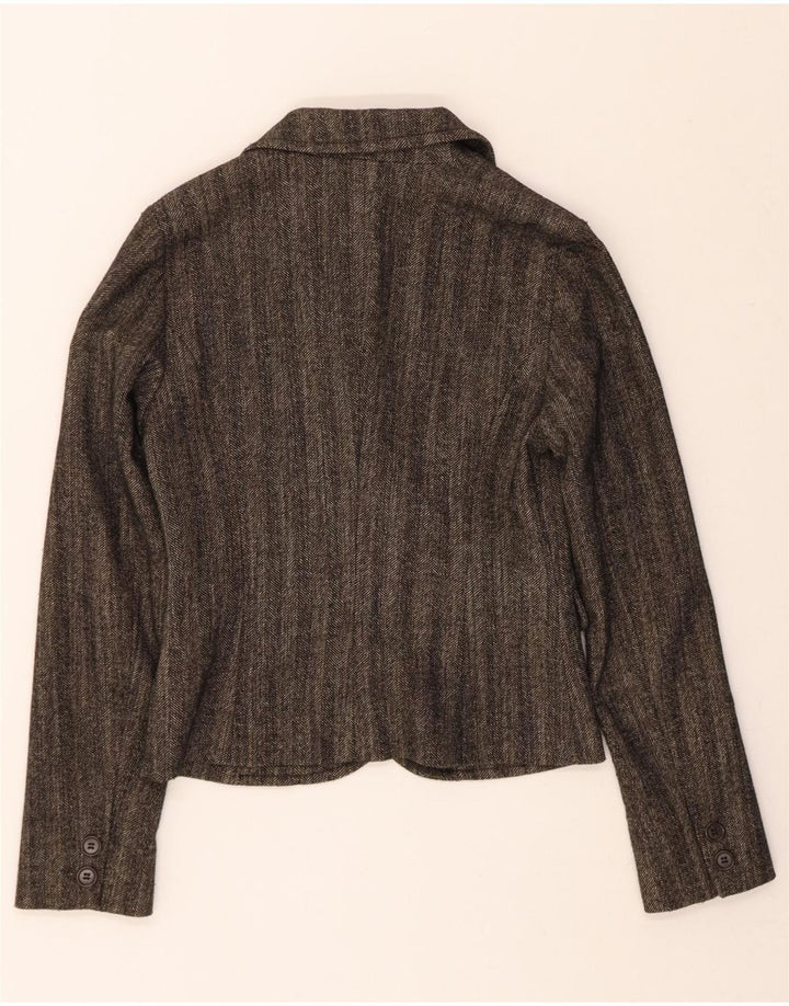 BENETTON Womens 2 Button Blazer Jacket IT 38 XS Grey Herringbone Polyester Vintage Benetton and Second-Hand Benetton from Messina Hembry 