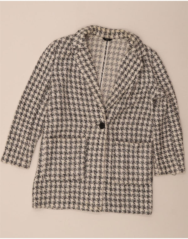 Giacca blazer a 1 bottone da donna M&Co UK 14 pied de poule bianco medio