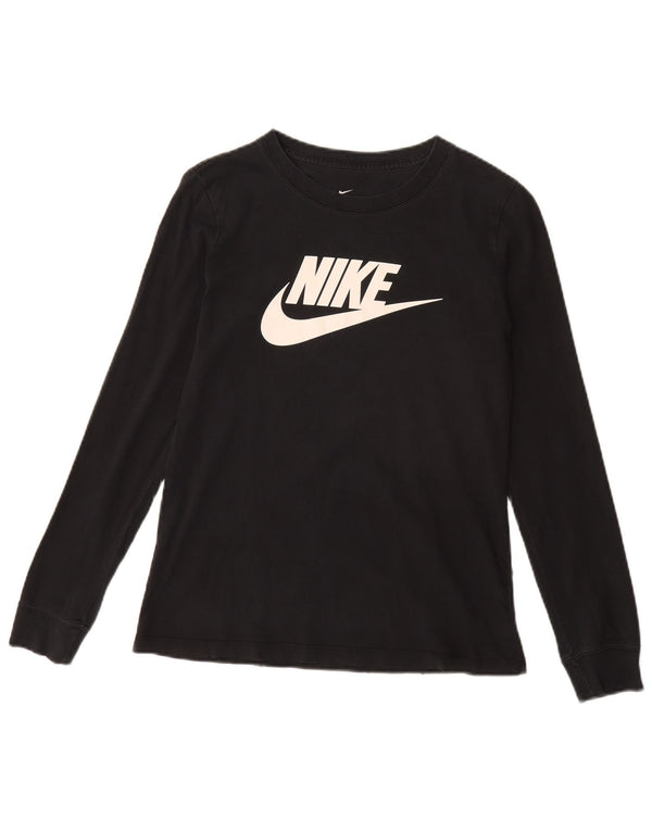 Top grafico NIKE da donna a maniche lunghe UK 10 piccolo nero