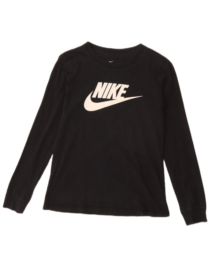 Top grafico NIKE da donna a maniche lunghe UK 10 piccolo nero