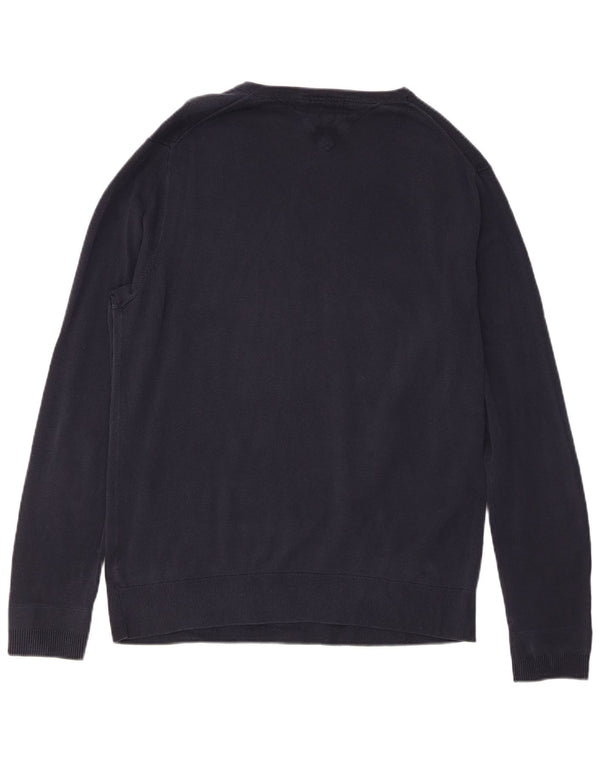Maglione maglione con scollo a V da uomo Tommy Hilfiger grande cotone blu navy