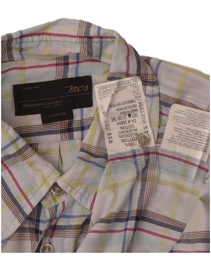 Camicia a maniche corte da uomo Marlboro Classics, cotone a quadri multicolore grande