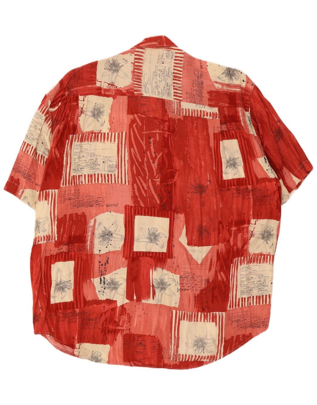 Camicia vintage da uomo a maniche corte grande patchwork rosso
