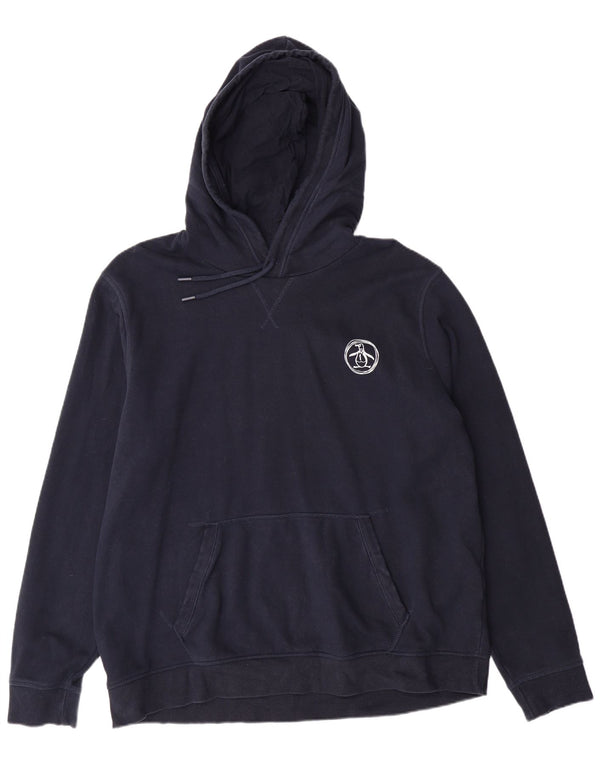 PENGUIN Felpa con cappuccio da uomo XL in cotone blu navy