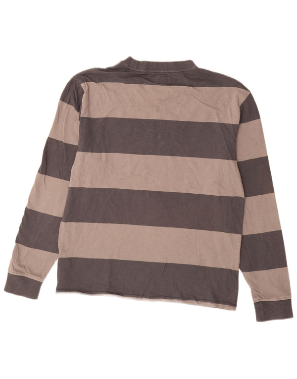 Guess Top grafico da uomo a maniche lunghe in cotone a righe grigio medio