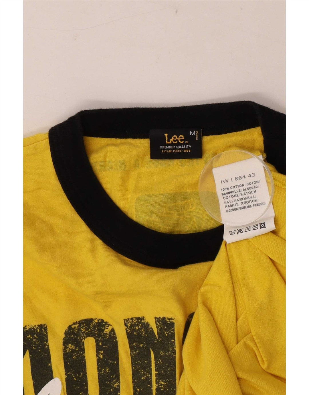 Lee Top grafico da uomo a maniche lunghe in cotone color block giallo medio