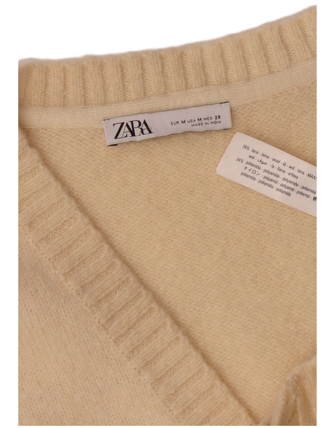 Maglione cardigan vestibilità ampia da donna Zara UK 14 lana bianca mediocre