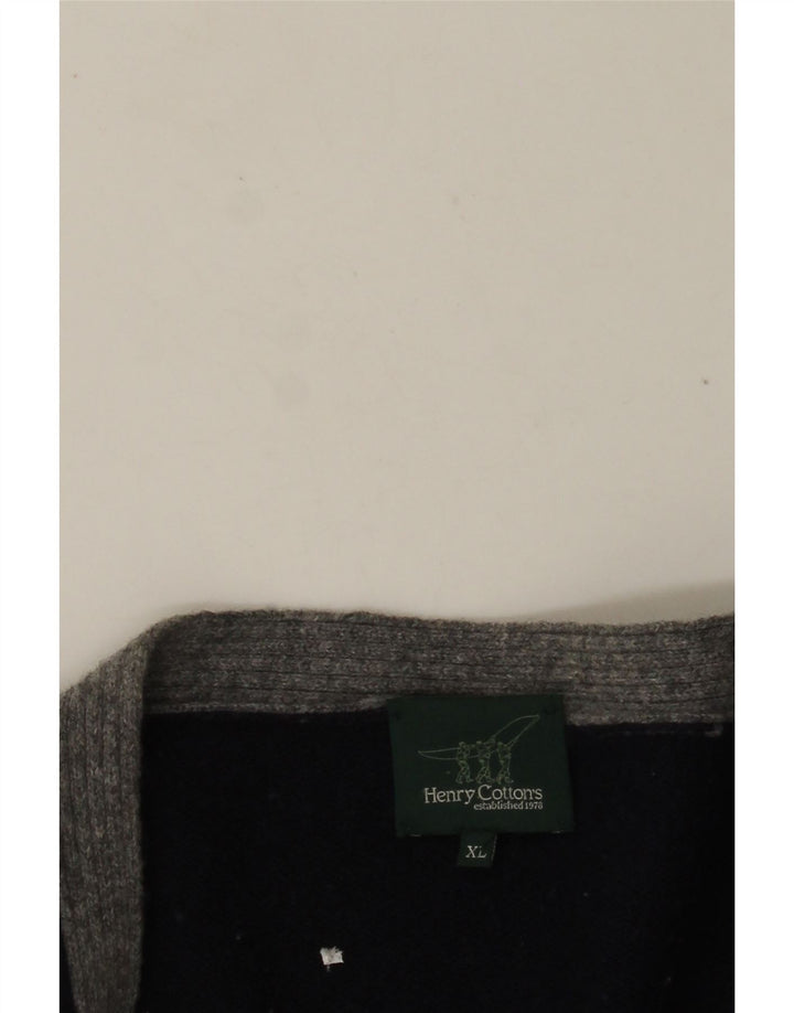 Maglione cardigan da uomo HENRY COTTONS XL blu navy color block