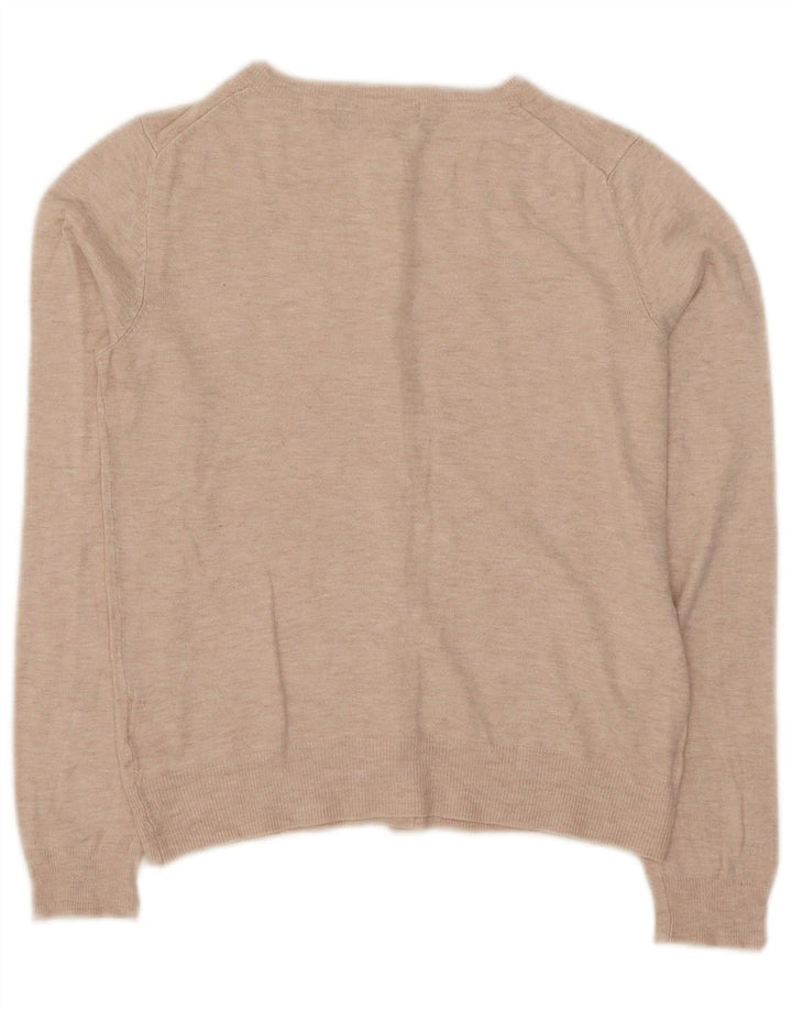 Maglione cardigan corto da donna Marks & Spencer UK 10 piccolo viscosa beige