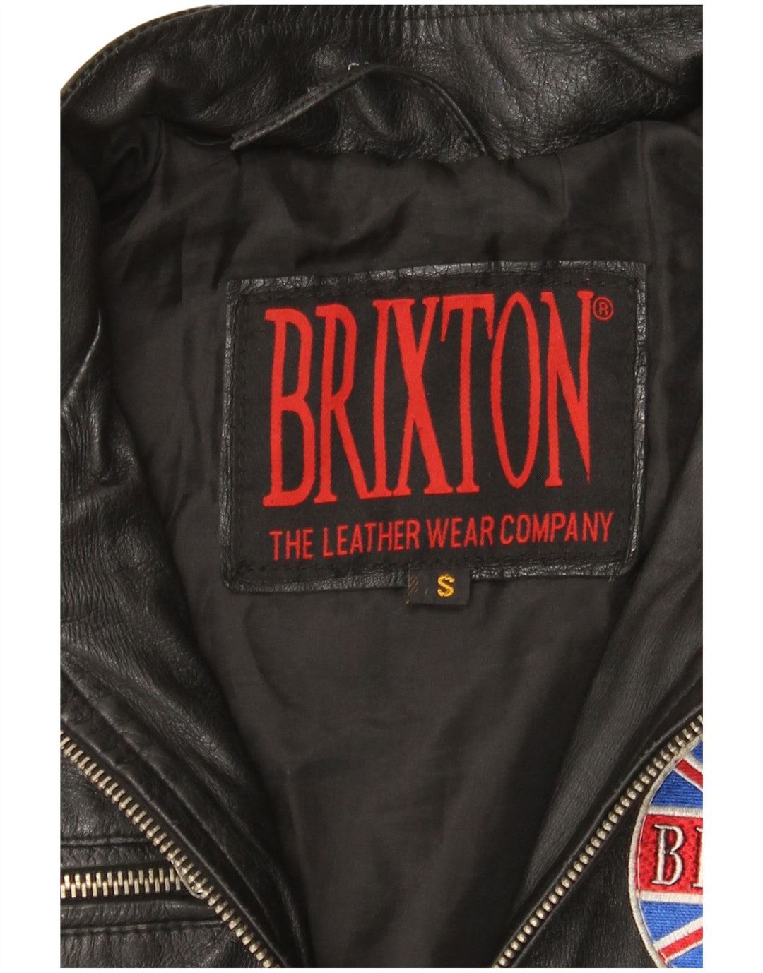 Giacca in pelle da donna BRIXTON UK 10 piccola in pelle nera color block