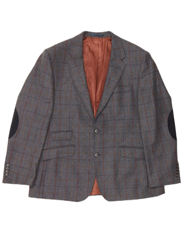 Giacca blazer a 2 bottoni da uomo Woolrich UK 48 4XL Lana a quadri grigia