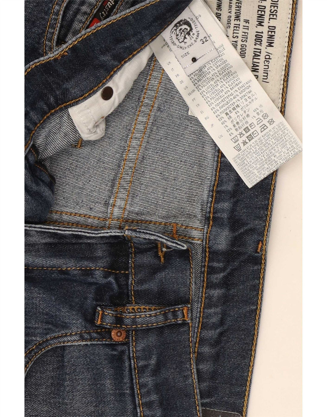 Jeans slim da uomo Diesel W32 L30 Lyocell blu navy