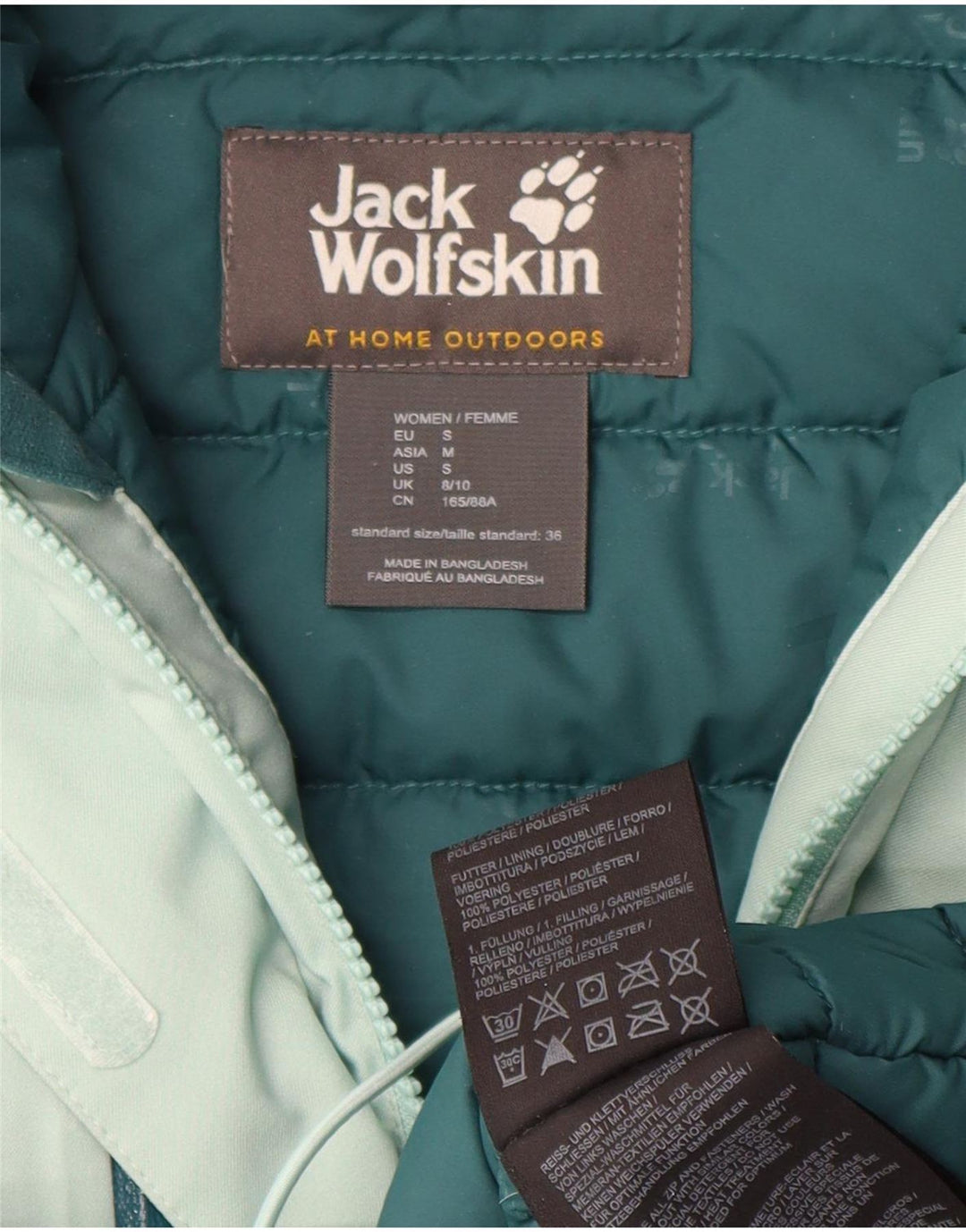 Giacca imbottita oversize con cappuccio da donna Jack Wolfskin UK 8/10 Small Verde