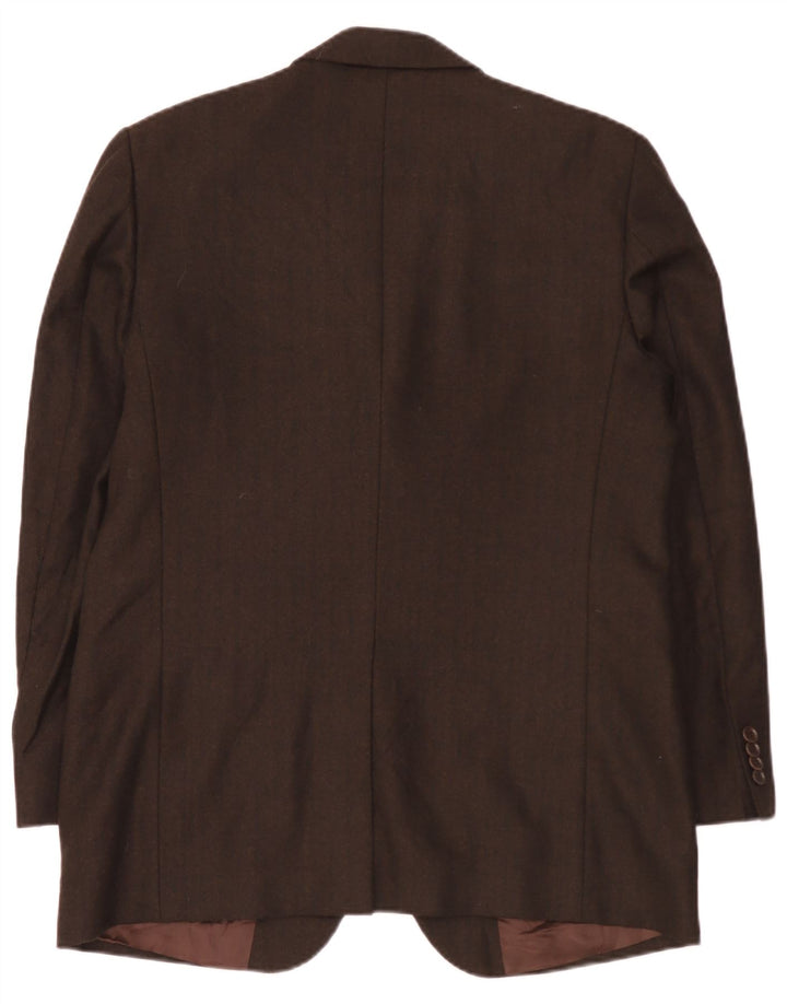 Giacca blazer vintage da uomo a 3 bottoni UK 38 in lana vergine marrone medio