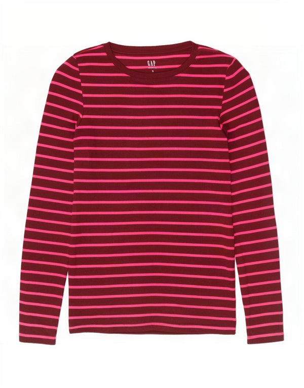 Gap Top da donna a maniche lunghe UK 10 piccolo in cotone a righe bordeaux