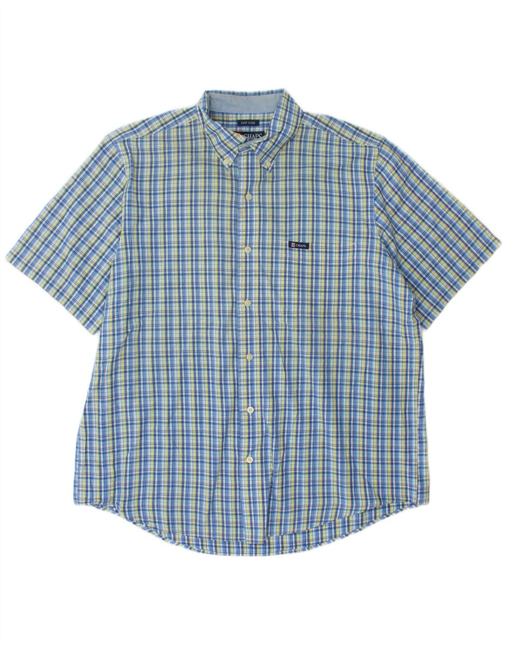 Camicia a maniche corte da uomo Chaps grande in cotone scozzese blu