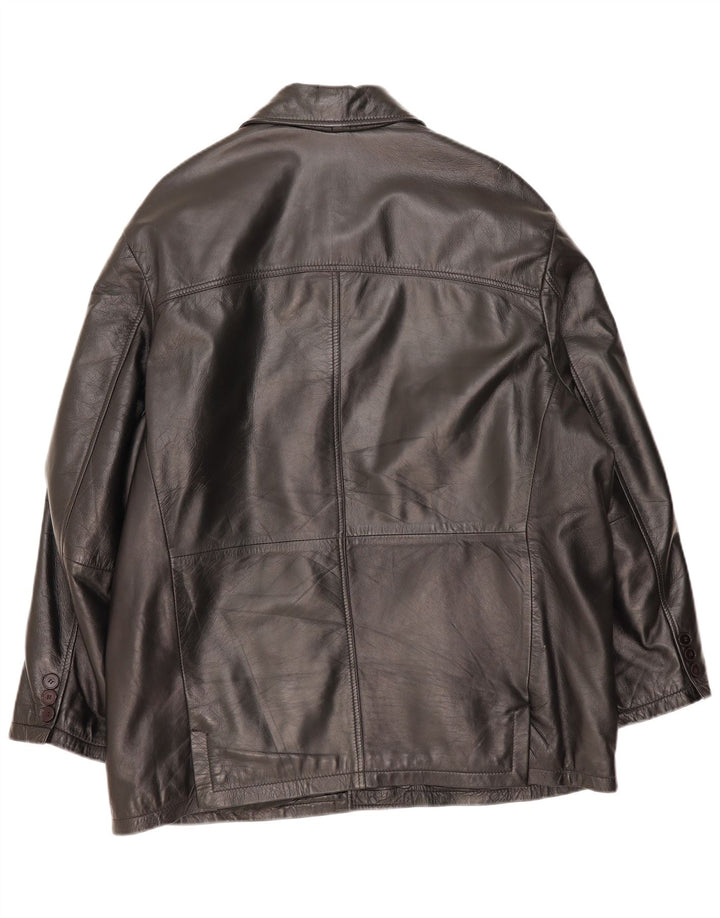 Giacca in pelle vintage da uomo EU 54 2XL Pelle nera