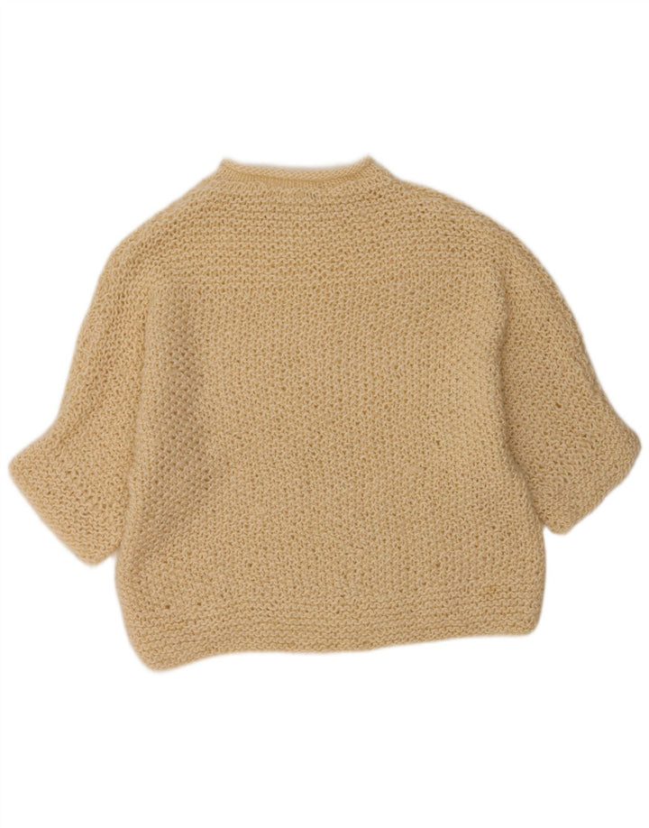 Maglione maglione girocollo oversize da donna VINTAGE UK 18 XL bianco sporco