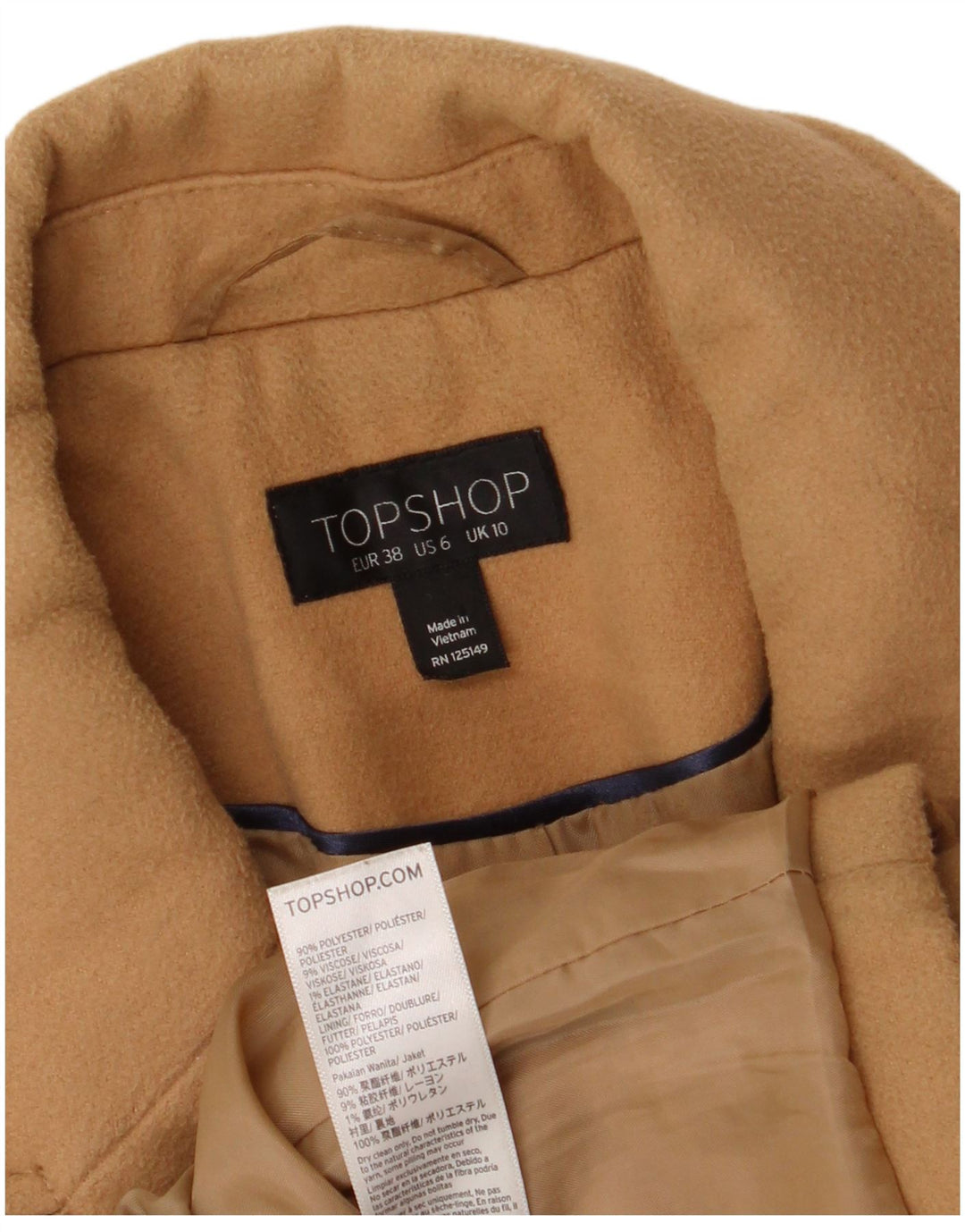 Soprabito da donna Topshop UK 10 piccolo poliestere beige