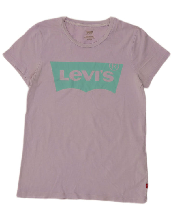 T-shirt grafica da donna Levi's Top UK 6 XS cotone viola