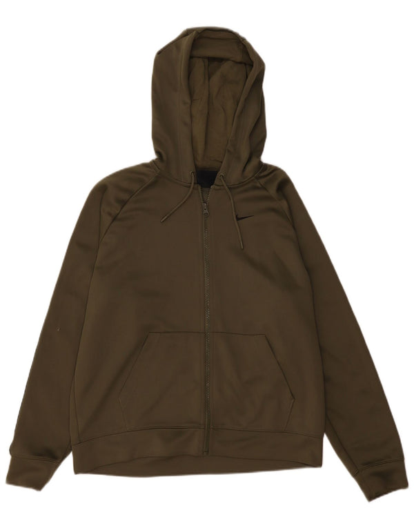 Felpa con cappuccio e zip grafica Nike da donna UK 14 color block color kaki medio