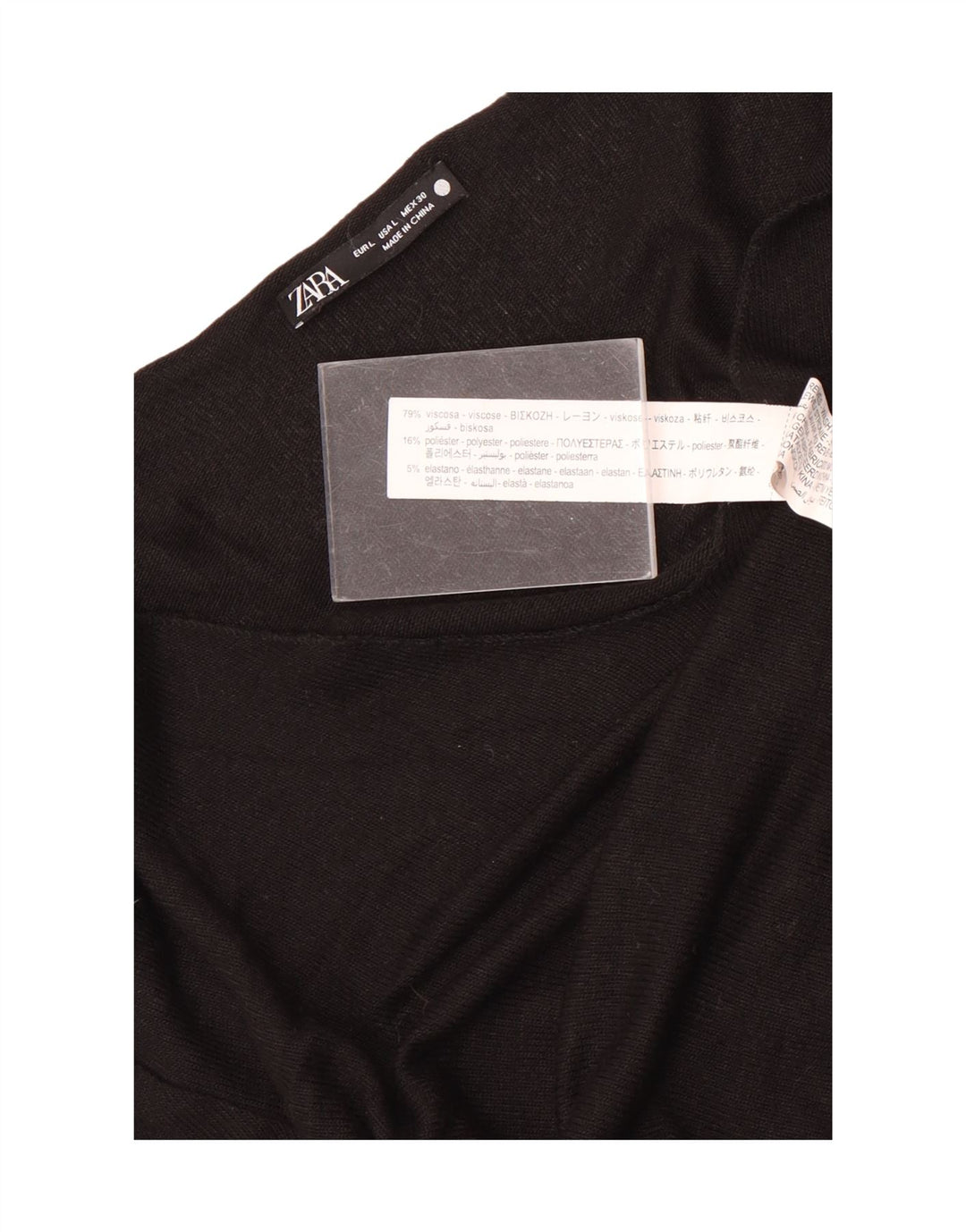Top Zara da donna a maniche lunghe UK 14 Large in viscosa nera