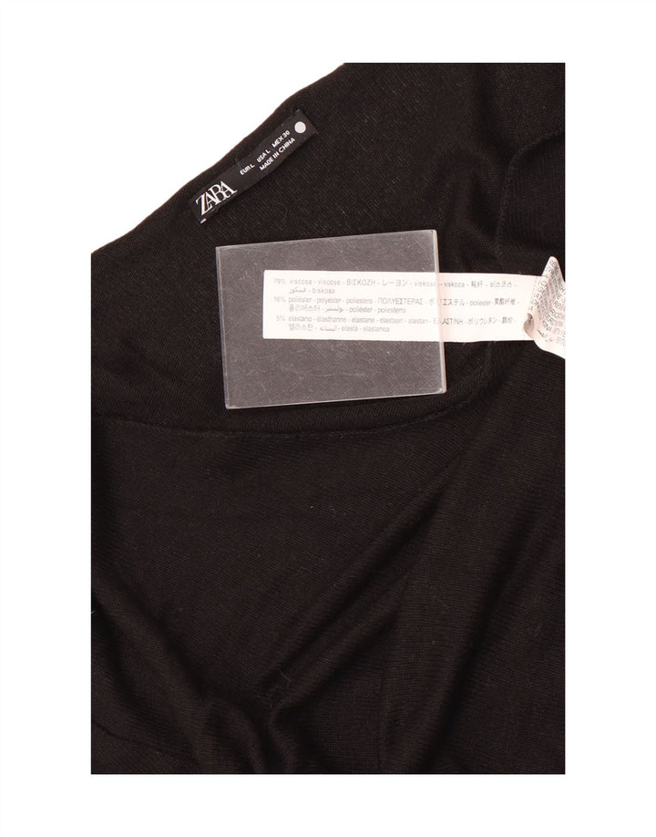 Top Zara da donna a maniche lunghe UK 14 Large in viscosa nera
