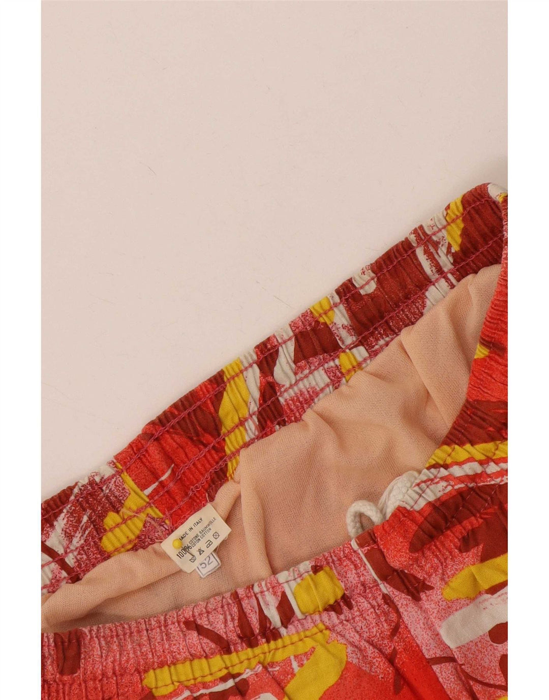 Pantaloncini da bagno vintage da uomo con motivo astratto IT 52 XL in cotone rosso