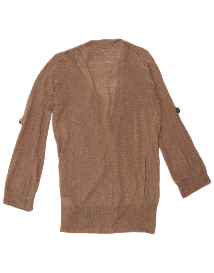 Maglione cardigan da donna Massimo Dutti UK 10 piccolo lino marrone