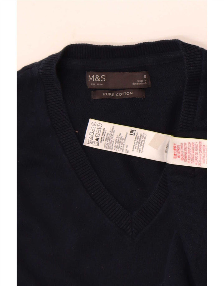 Canottiera da uomo Marks & Spencer piccola in cotone blu navy