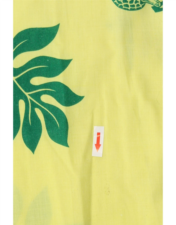 Camicia vintage da uomo a maniche corte giallo medio floreale