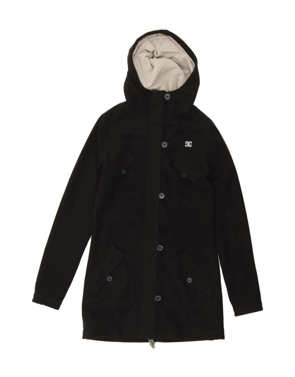DC Womens Hooded Overcoat UK 10 Small Black Polyester