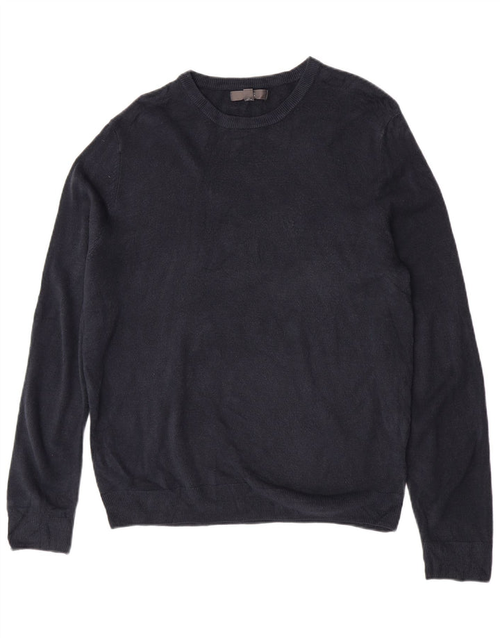 Maglione maglione girocollo da uomo Marks & Spencer grande acrilico blu navy