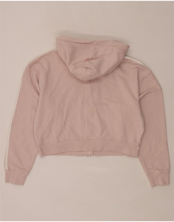 Maglione con cappuccio e zip oversize corto da donna ADIDAS UK 8/10 piccolo cotone rosa