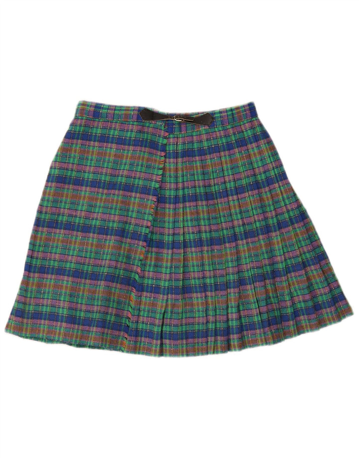Gonna a portafoglio vintage da donna W26 piccolo scozzese verde