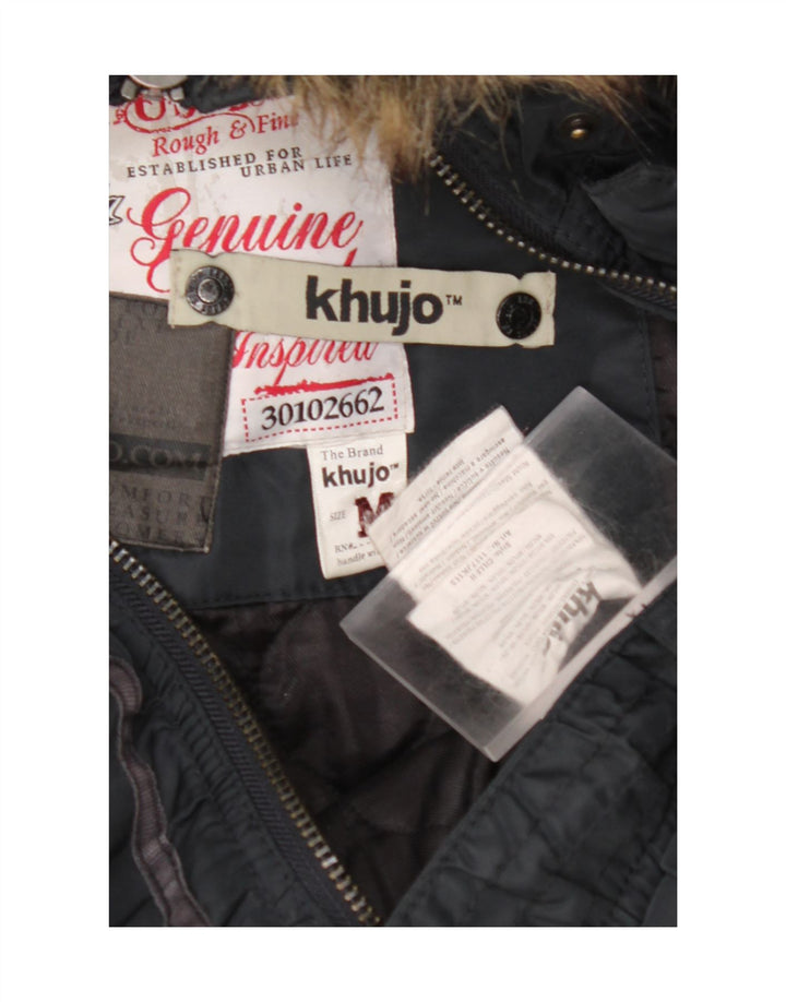 Giacca parka da uomo con cappuccio KHUJO UK 38 nylon blu navy medio