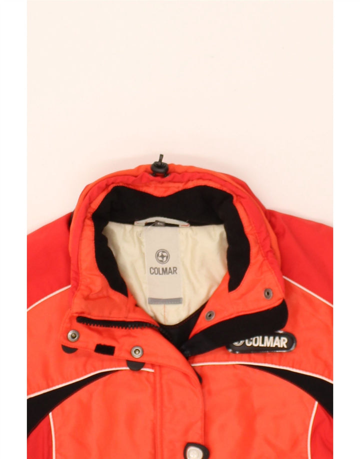 COLMAR Womens Hooded Waterproof Jacket IT 40 XS Orange Colourblock Vintage Colmar and Second-Hand Colmar from Messina Hembry 