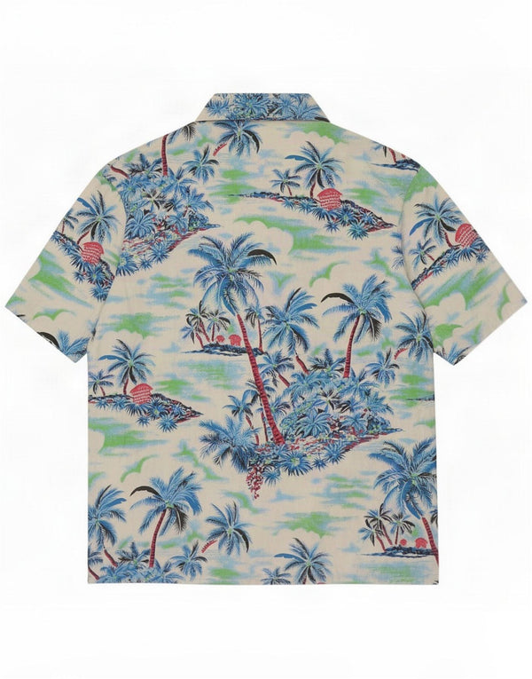 Vintage Mens Hawaiian Short Sleeve Shirt Medium Blue