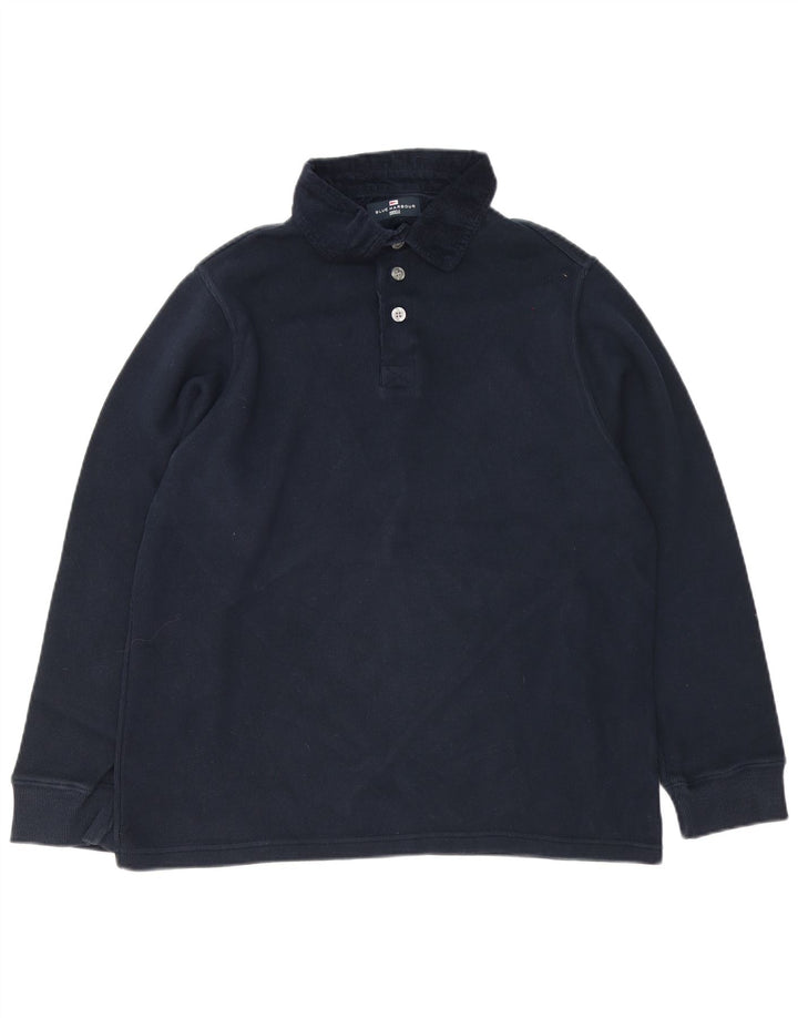 Polo a maniche lunghe da uomo Marks & Spencer Blue Harbour in cotone blu scuro medio