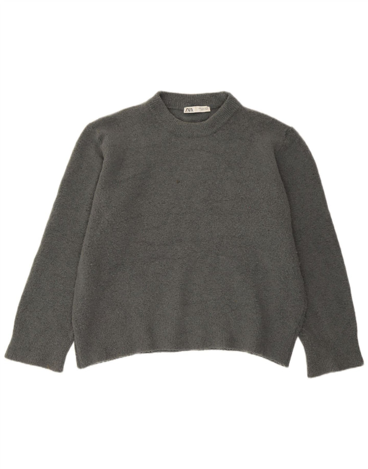 Maglione girocollo oversize da donna Zara UK 14 Acrilico grigio medio