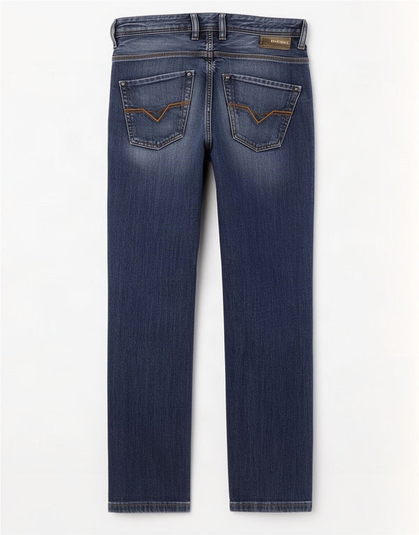 Jeans dritti invecchiati Krooley da uomo Diesel W29 L29 in cotone blu