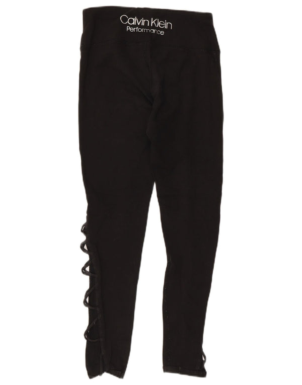 CALVIN KLEIN Leggings grafici da donna UK 10 piccolo cotone nero