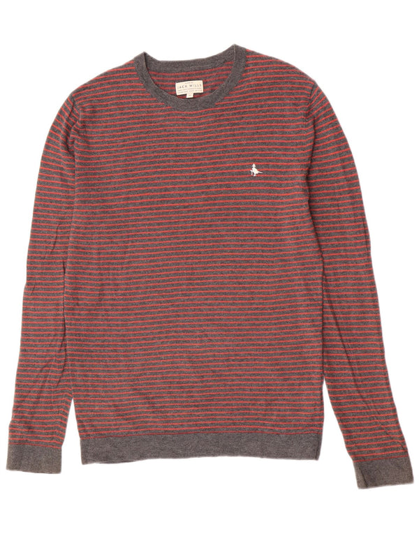 Maglione maglione girocollo da uomo Jack Wills XS in cotone a righe grigie