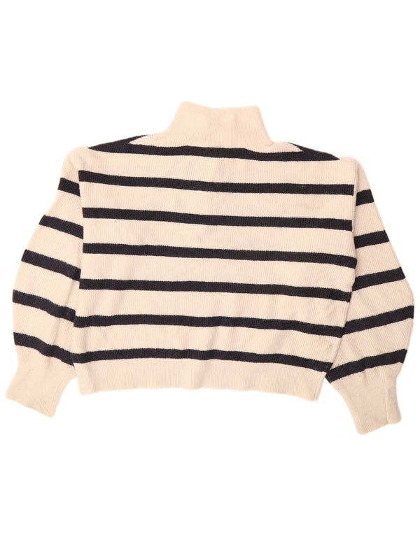 FRENCH CONNECTION Maglione da donna con collo corto e zip UK 10 piccolo bianco