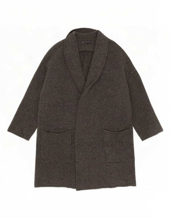Maglione cardigan aperto lungo da donna Marks & Spencer UK 10 piccolo grigio