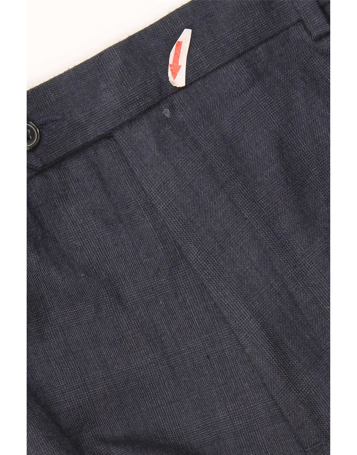 Pantaloni da abito su misura da uomo Marks & Spencer W42 L31 blu navy a quadri