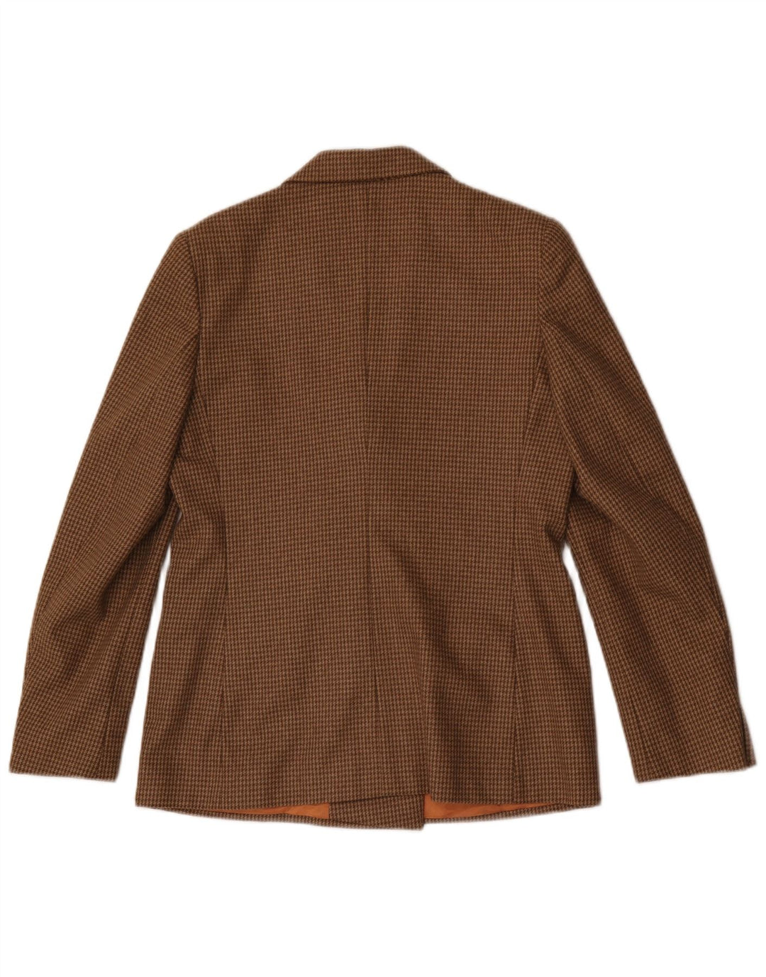 Giacca blazer doppiopetto vintage da donna UK 12 pied de poule marrone medio