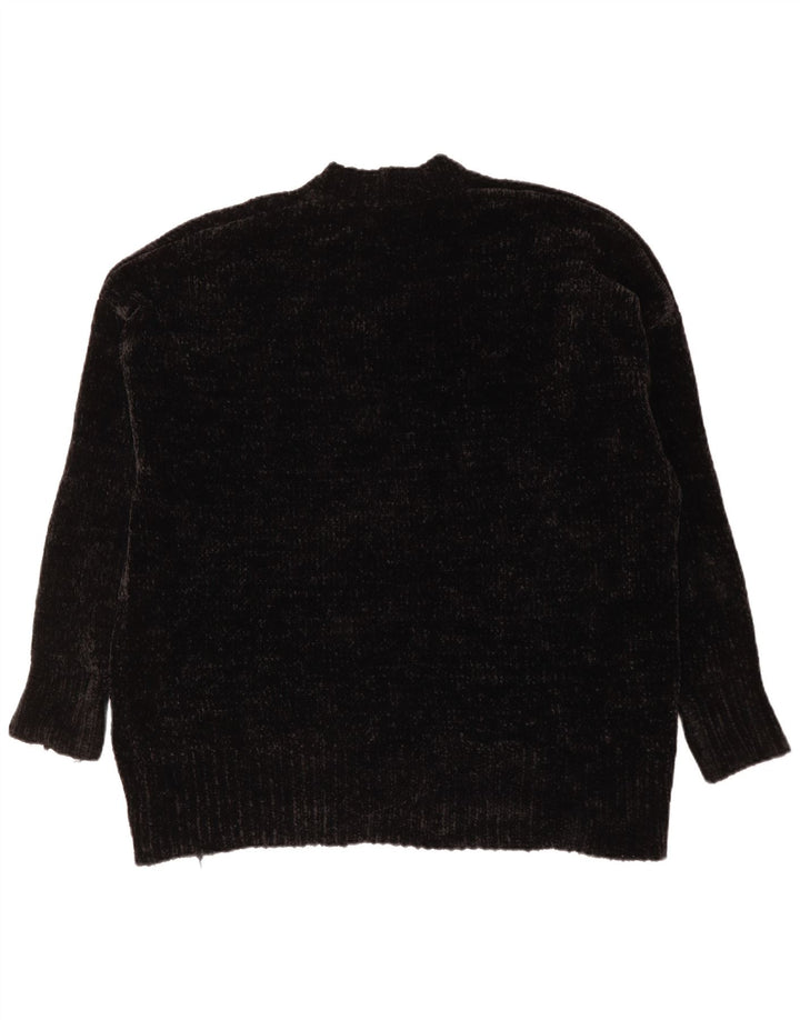 Maglione oversize con scollo a V in velluto da donna Zara UK 10 piccolo nero