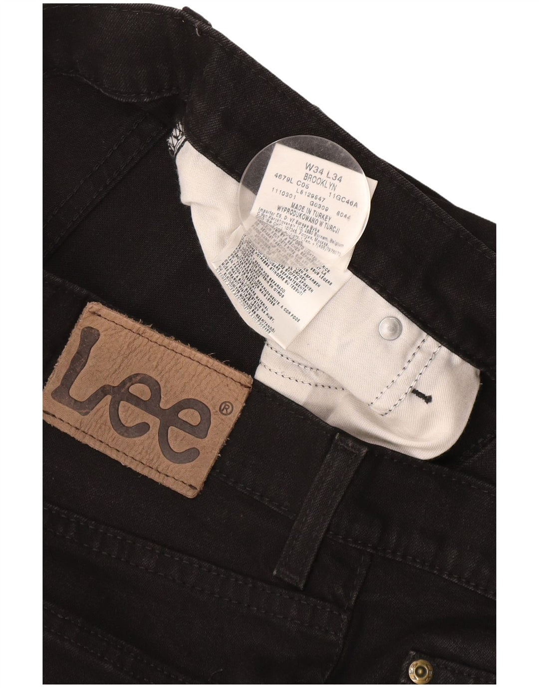 Jeans dritti da uomo Lee Brooklyn W34 L30 cotone nero