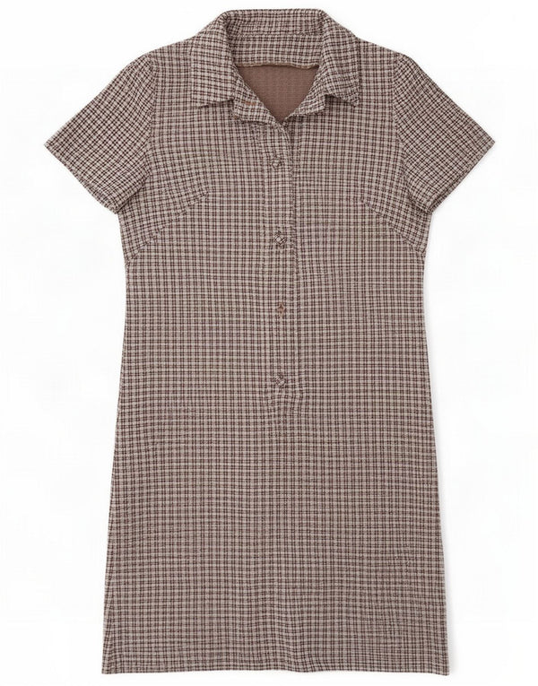 Abito a trapezio vintage da donna UK 12 grigio medio a quadri